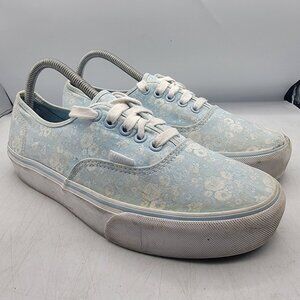 Vans Womens 10 Light Blue Floral Platform Sneaker Shoes Casual Comfort Outdoors
